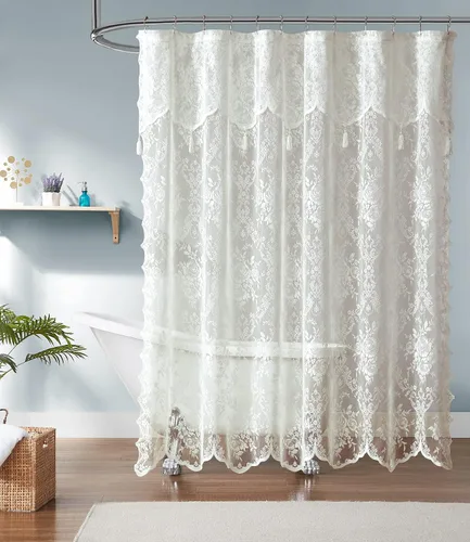 Vista 9 de Warm Home Designs Cortina de ducha negra con cenefa. LA Black 36 Negro