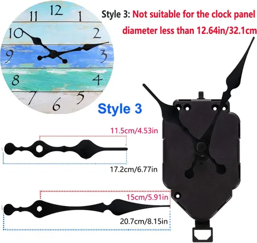Vista 4 de Mecanismo de movimiento de reloj de péndulo de pared de cuarzo que no hace tictac con pala de 6.7 pulgadas de largo, piezas de reparación a