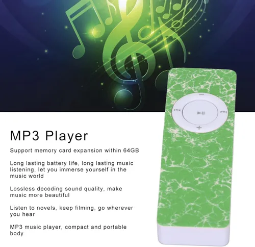Vista 2 de Reproductor de MP3 portátil, reproductor de música MP3 de sonido sin pérdida de alta fidelidad, compatible con tarjeta de memoria de hasta 64 GB