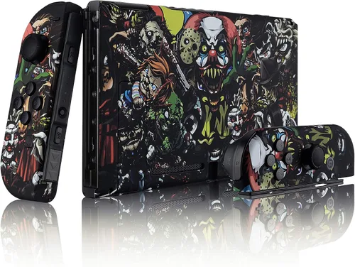 Vista 3 de eXtremeRate - Placa trasera para Nintendo Switch Console, NS Joycon con carcasa de mando de mano con botones de juego completo, carcasa de repuesto