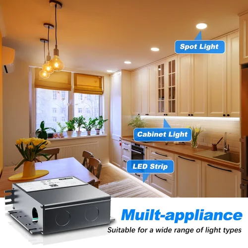 Vista 3 de Controlador LED regulable de 60 W y 12 V para regulador Lutron y Leviton, transformador de fuente de alimentación de CA a CC triac/ELV/MLV para tira