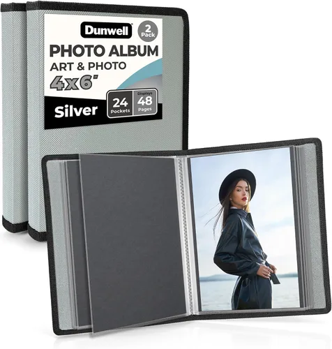 Vista 15 de Álbum de fotos Dunwell 4x6 (2 paquetes, negro), papel de montaje, pequeño portafolio de arte de 4 x 6, carpeta de presentación con 24 fundas