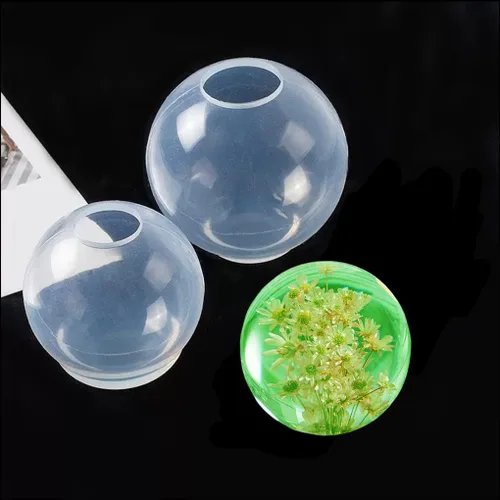 Vista 4 de 2 moldes de resina de esfera grande de 4 pulgadas, 3 pulgadas, transparente, 3D, sin costuras, de silicona, para preservación de flores, bricolaje