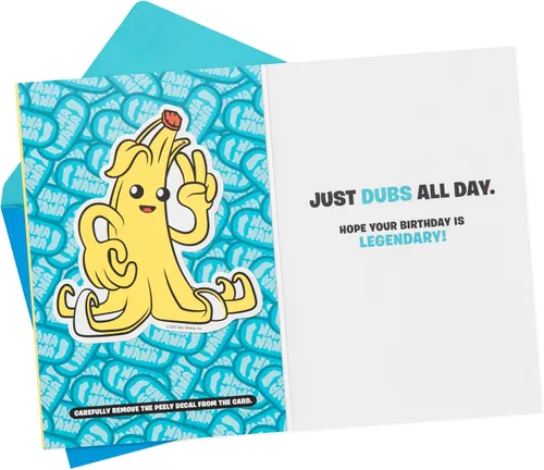 Vista 2 de Hallmark - Tarjeta de cumpleaños de Fortnite para niños (Peely, Just Dubs All Day)