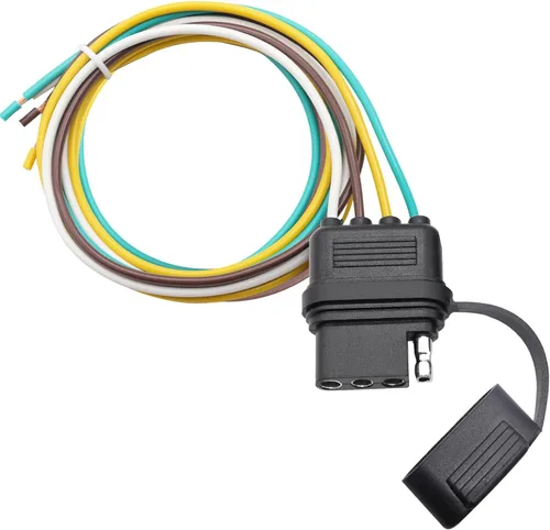 Vista 9 de 2 paquetes de 25 pulgadas, 4 vías, 18 AWG, 4 puntas, arnés de cableado para remolque, conector de repuesto de extremo macho para cable de enganche