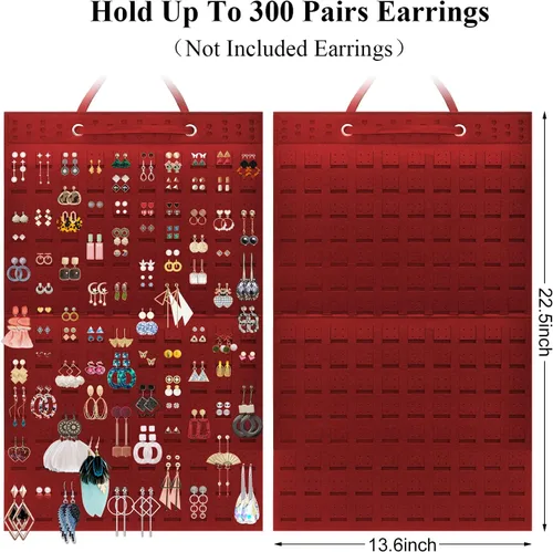 Vista 2 de Nesyd Organizador de aretes de pared, soporte para aretes colgantes con capacidad para hasta 300 pares, organizador de aretes de tuerca de gran