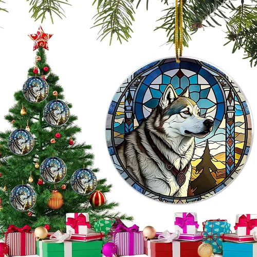Vista 8 de Regalos de Malamute de Alaska - Adorno Navideño de Perro de Alaska 2025 Regalos de Perro de Alaska para Mujeres, Adorno de Malamute de Alaska