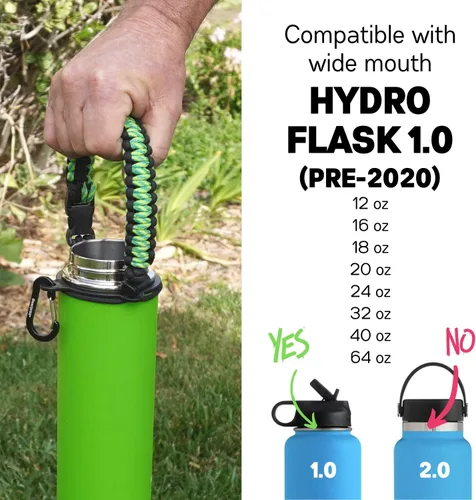 Vista 3 de Gearproz - Asa de cuerda de paracaídas para Hydroflask - Asa de correa de supervivencia de cuerda de paracaídas núm. 1 de Estados Unidos