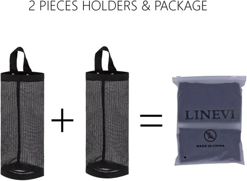 Vista 7 de Soporte para bolsas de plástico, 2 piezas de poliéster para bolsas de comestibles, dispensador de plástico, plegable, transpirable, lavable