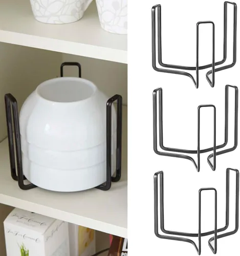 Vista 16 de Soporte para Platos y Cuencos de Vajilla Apto para Cuencos de 6.5 Pulgadas de Diámetro, Estante de Exhibición y Almacenamiento de Cuencos de Metal