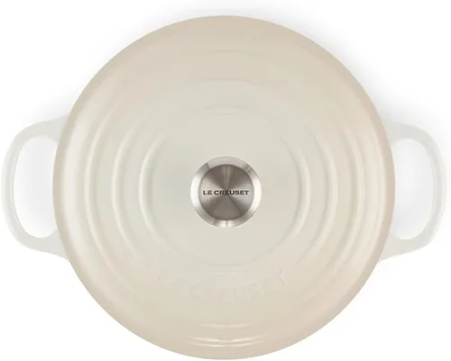 Vista 3 de Le Creuset Horno holandés redondo de hierro fundido esmaltado, 3.5 cuartos de galón, Merengue