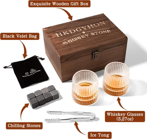 Vista 4 de Regalos de cumpleaños para hombres, juego de regalos de piedras de whisky para el día del padre, Navidad, el mejor regalo para hombres, papá