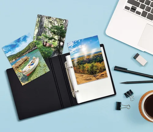 Vista 2 de Better Office Products Álbum de fotos para fotos de 4 x 6 pulgadas, mini carpeta de fotos de tapa dura de 2 anillas, capacidad para 36 fotos de 4 x