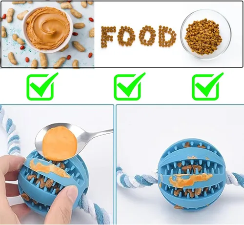 Vista 4 de Engorgio Juguetes interactivos para masticar perros, ayudas de entrenamiento para cachorros, dispensador de golosinas de rompecabezas con cuerda