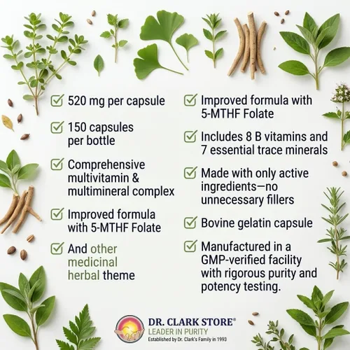 Vista 4 de Dr Clark Store CRaNiULS (Multi Vitaminas y Minerales), 520 mg 150 cápsulas