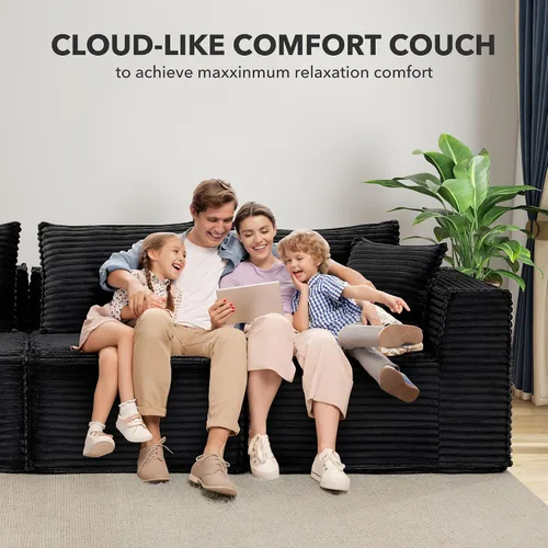 Vista 6 de Sofá modular modular de 107 pulgadas, moderno sofá seccional Cloud con asiento profundo, sofá deshuesado en forma de L con diván para sala de estar