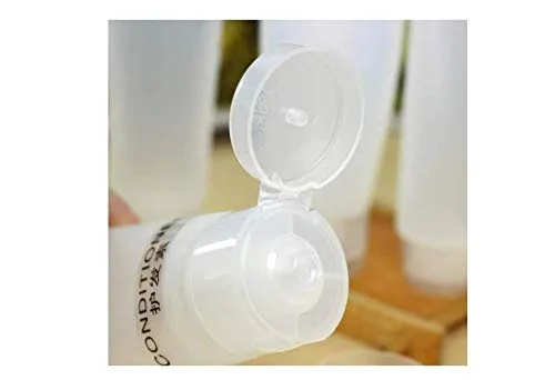 Vista 3 de 10 piezas de plástico transparente vacío recargable de plástico suave para apretar, tapa abatible, botella cosmética para loción corporal