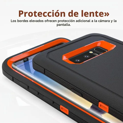 Vista 4 de Funda WOGROO para Galaxy Note 8, funda protectora resistente a caídas y golpes de grado pesado y resistente para Samsung Galaxy Note 8, Negro+Naranja