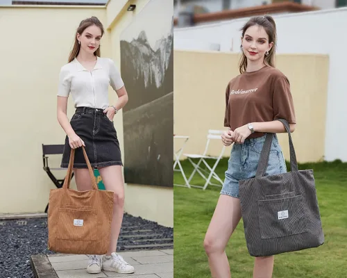 Vista 8 de Makukke Corduroy Totes Bag Women - Shoulder Hobo Bag Handbags Crossbody Bag Big Capacity Shopping Purses