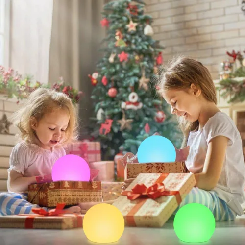 Vista 4 de Luz LED de bola brillante, 8 pulgadas RGB que cambia de color LED Orb luz nocturna lámpara de estado de ánimo para niños, 16 colores, 4 modos