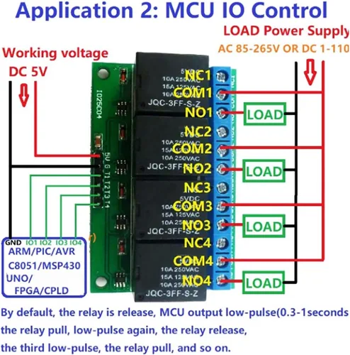 Vista 4 de Módulo de relé 5V 4 canales Flip Flop Relé biestable Módulo de relé de autobloqueo para controlar motores de CC válvulas solenoides