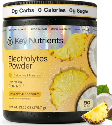 Vista 16 de KEY NUTRIENTS Electrolitos en polvo sin azúcar, limonada de maracuyá con 6 electrolitos y minerales, fibra prebiótica y polvos de hidratación