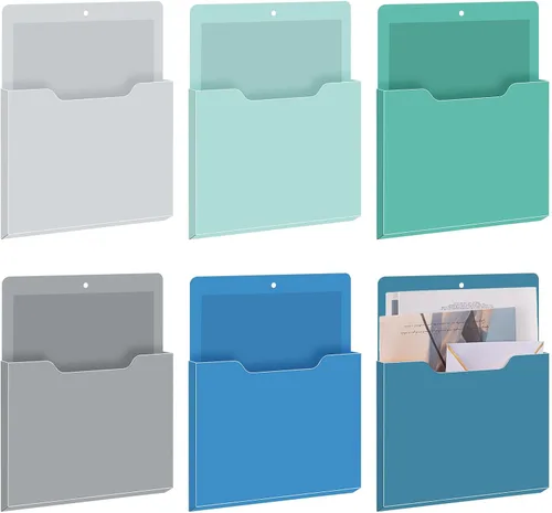 Vista 19 de Fuutreo Organizador magnético de archivos de pared, 6 unidades, soporte magnético para archivos de pared, frigorífico, revistas, papel para cartas