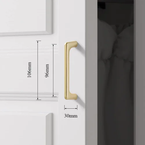 Vista 2 de Paquete de 4 tiradores dorados para cajones de gabinete, manijas doradas cepilladas para cajones de tocador, accesorios de gabinete de baño