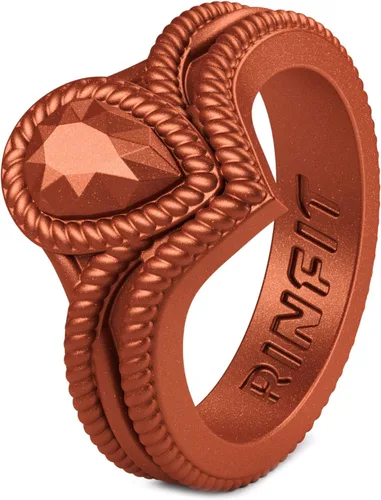 Vista 11 de Rinfit - Anillos de silicona para mujer - Anillo de compromiso en forma de pera de silicona - Alianzas de boda de goma para mujer - Diseño patentado