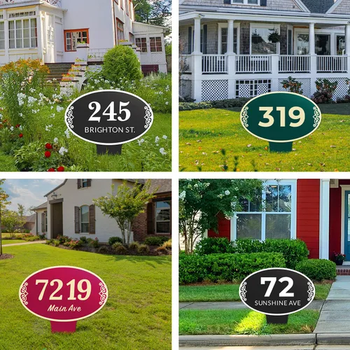 Vista 5 de Letrero personalizado de dirección de casa, placa de dirección de césped, números de casa personalizados para Navidad al aire libre, 12 x 15
