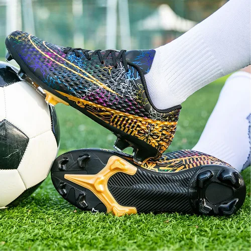 Vista 6 de Zapatos de fútbol para hombre, tacos de entrenamiento profesional, para césped TFAG, para exteriores, interiores, botas de fútbol para interiores