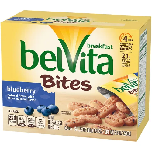 Vista 16 de belVita Bocadillos de galletas de desayuno, sabor a arándano, 5 paquetes