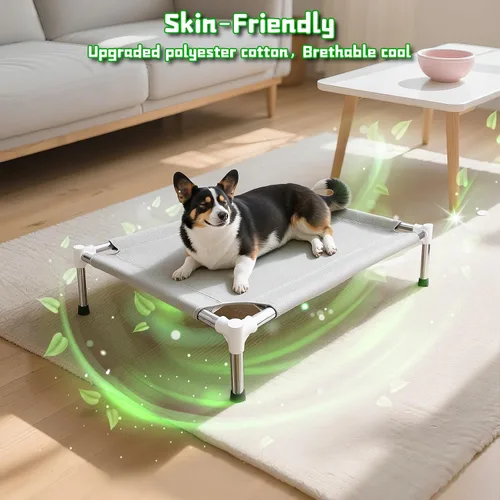 Vista 10 de Makerfire Cama Elevada para Perros, Catre Elevado para Interiores/Exteriores para Perros Pequeños, Cama Desmontable para Mascotas con Patas