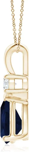 Vista 193 de Angara Colgante de lágrima de zafiro azul natural con diamante en plata/oro macizo de 14 quilates/platino Cumpleaños, compromiso, aniversario