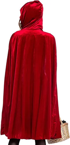 Vista 5 de Vestido de fiesta de disfraces de Halloween con capucha roja para mujer