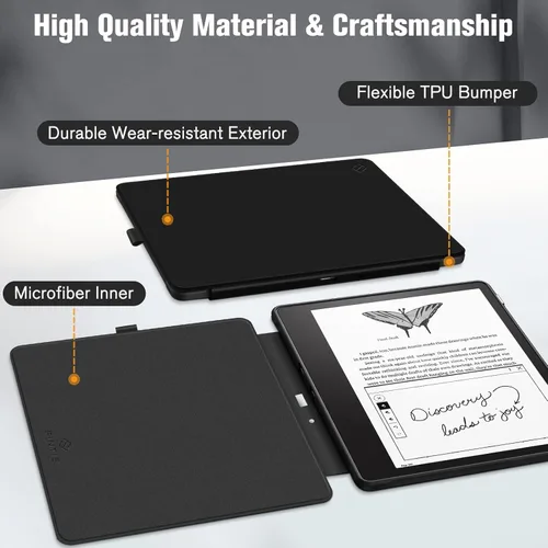 Vista 8 de Fintie Funda híbrida para Kindle Scribe (versión 2024/2022) – Funda delgada a prueba de golpes, carcasa trasera transparente con soporte para lápiz