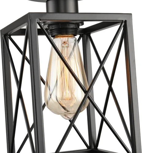 Vista 4 de Lámparas de techo de montaje empotrado, accesorios de iluminación de pasillo negros para techo, rústicas, de granja, con marco de metal negro