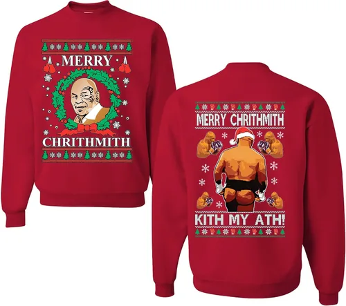 Vista 20 de wild custom apparel Merry Chrithmith Kith My Ath suéter feo de Navidad divertido con cuello redondo sudadera Negro
