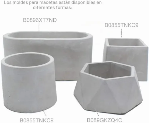 Vista 4 de Moldes de silicona para maceta de hormigón, para plantas suculentas, base incluida, hazlo tú mismo