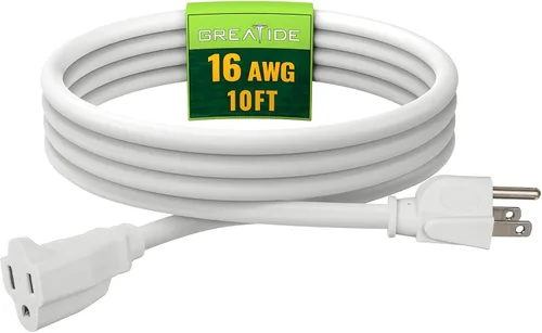 Vista 27 de Cable de Extensión de 6 Pies, Cables Eléctricos Impermeables para Exteriores 16/3 SJTW Negros, Cable de Energía de 13 AMP con 3 Clavos Ideal