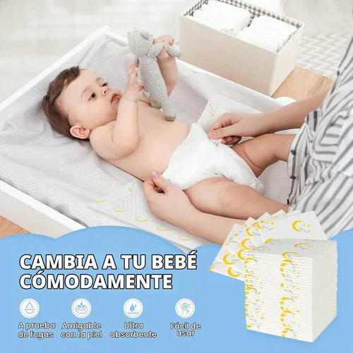 Vista 3 de Cambiadores Desechables para Bebé 100 Unidades Protectores de Incontinencia Forros para Cambio de Pañales Absorción Rápida Suave Transpirable