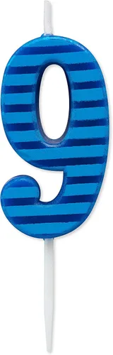 Vista 9 de Papyrus Vela de cumpleaños número 0, rayas azules (1 unidad)