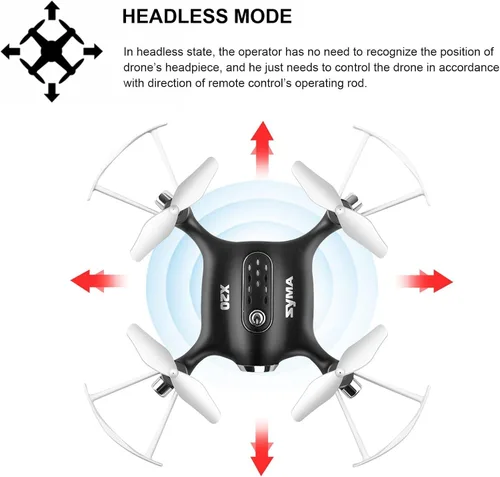 Vista 3 de Dron Cheerwing Syma 20, de bolsillo 2.4Ghz a control remoto Mini Quadcopter con aguante de altitud y una llave para despegue / aterrizaje, Negro