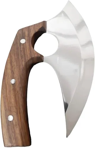 Vista 2 de Poshland TTC-111 cuchillo de cocina Ulu hecho a mano personalizado -mango de madera (TTC-111)