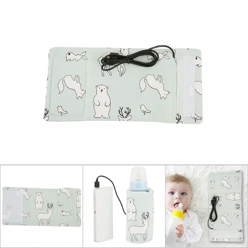 Vista 6 de Calentador de biberones USB para bebés, portátil, con dibujos animados, botella de leche, calentador de viaje, calentador portátil para calentar
