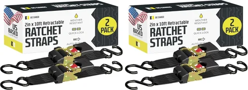 Vista 15 de DC Cargo Mall Correas de trinquete retráctiles automáticas (paquete de 4) de 1 pulgada x 6 pies, resistentes, resistencia a la rotura de 1,522