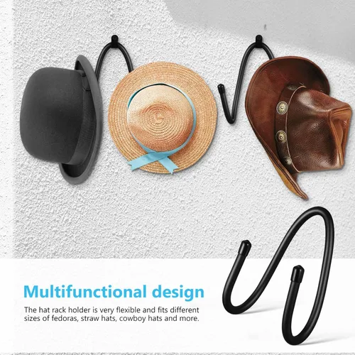 Vista 9 de Perchero de pared para sombreros, 2 ganchos para sombreros, organizador de sombreros de pared, organizador de sombreros, sombreros, montaje en pared