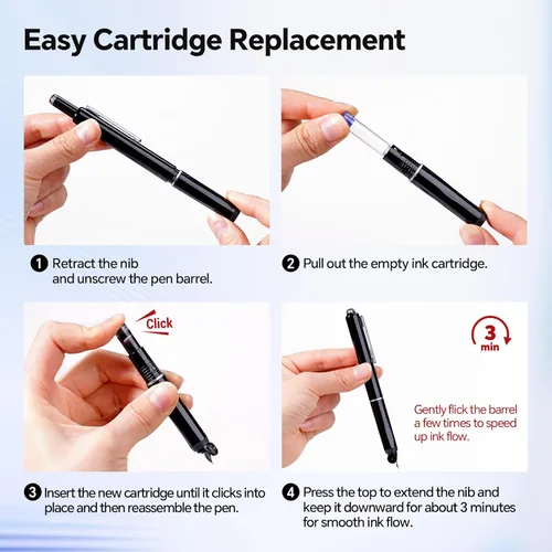 Vista 4 de WRITECH Clictek Pluma estilográfica retráctil: cartuchos de tinta negra