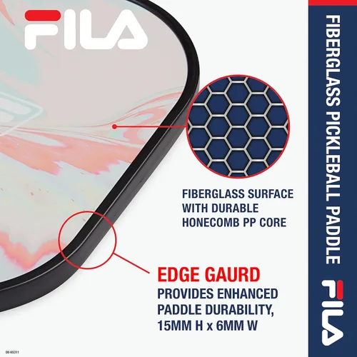 Vista 3 de FILA Accessories - Paleta de pickleball de fibra de vidrio, fibra de vidrio con núcleo de polipropileno de panal, agarre ligero y cómodo, bonitas