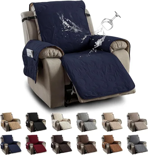 Vista 11 de Funda reclinable 100% impermeable para sofá biplaza, 4 piezas divididas para sofá reclinable de 2 asientos, funda de sofá reclinable antideslizante